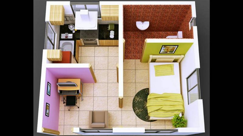 Desain Rumah Petak 1 Kamar Tidur Contoh