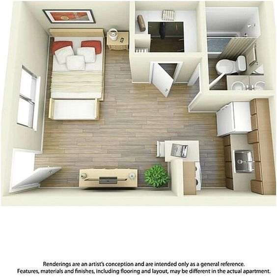 Gambaran Desain Rumah Petak 1 Kamar Tidur