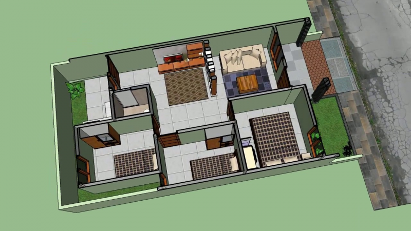 Contoh Gambar Desain Rumah Sederhana 6x12