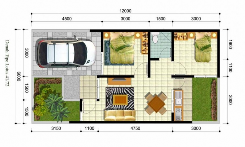 Desain Rumah Sederhana 6x12 Terbaru