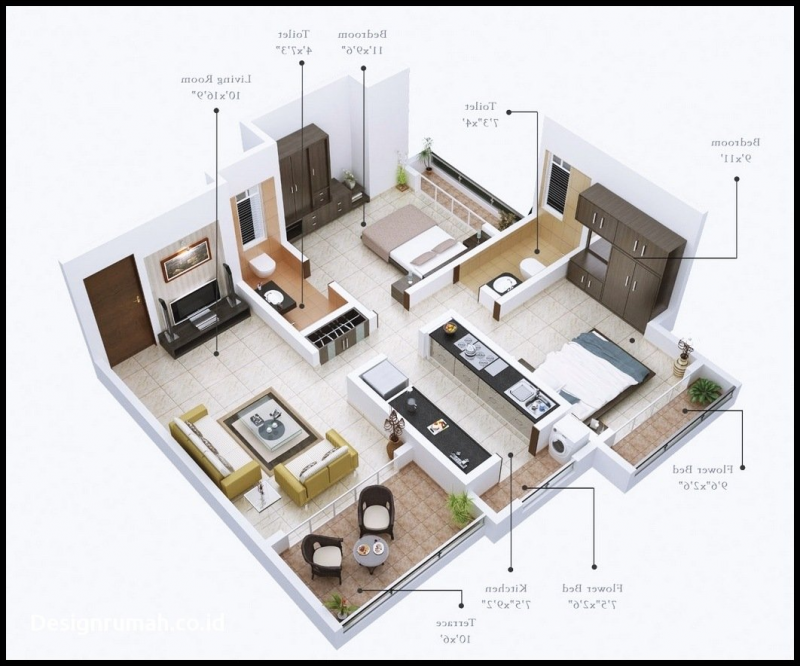 Ide Desain Rumah Sederhana 2 Kamar
