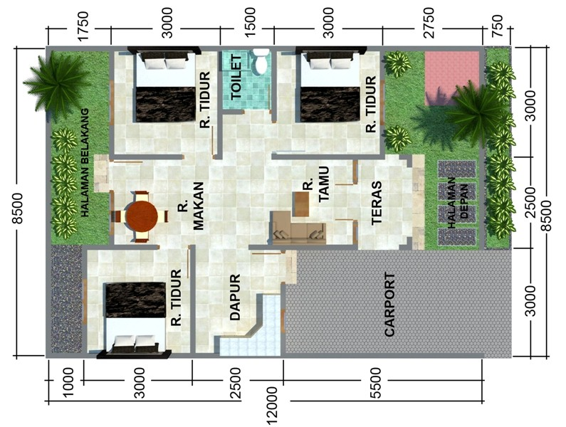 Desain Rumah Sederhana 3 Kamar Modern