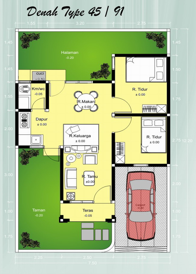 Desain Rumah Type 45 Modern