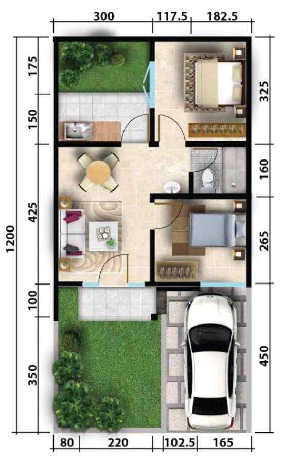 Desain Rumah Ukuran 5x12 1 Lantai Kekinian