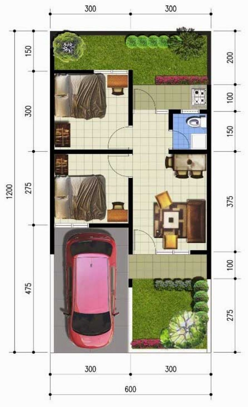 Desain Rumah Ukuran 5x12 1 Lantai Modern Minimalis
