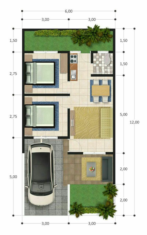 Desain Rumah Ukuran 6x12 1 Lantai Yang Simple