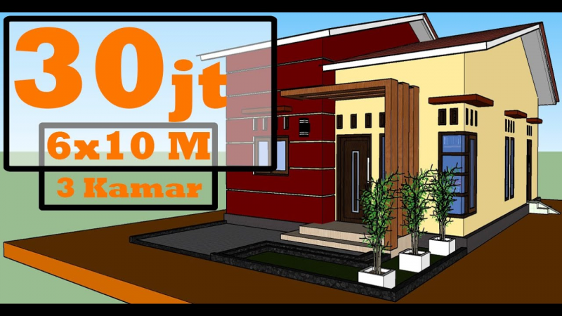 Desain Rumah Ukuran 6x12 Dengan 3 Kamar Kekinian
