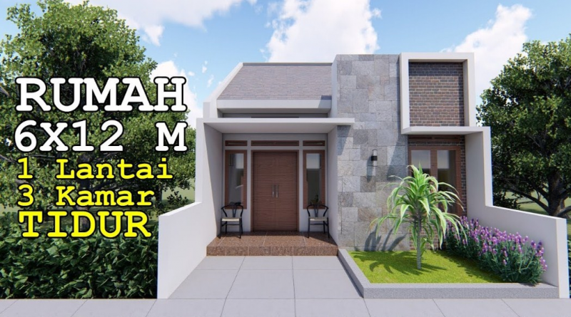 Desain Rumah Ukuran 6x12 Dengan 3 Kamar Modern