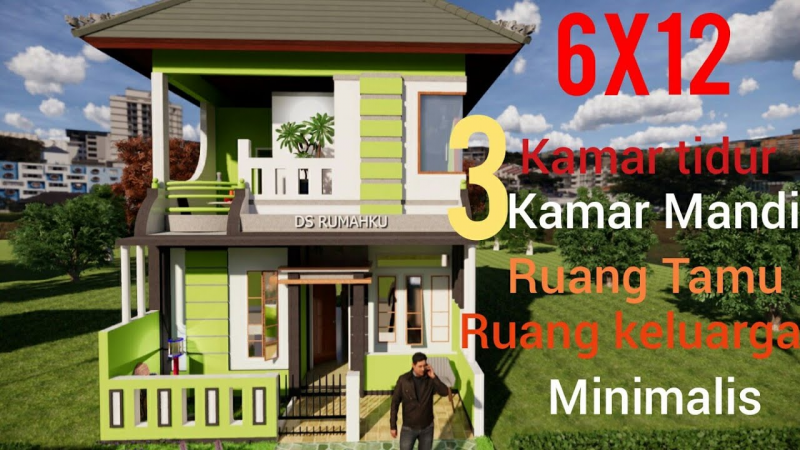 Desain Rumah Ukuran 6x12 Dengan 3 Kamar Terbaru