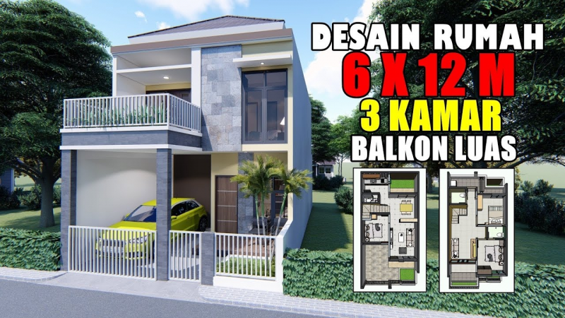 Gambaran Desain Rumah Ukuran 6x12 Dengan 3 Kamar