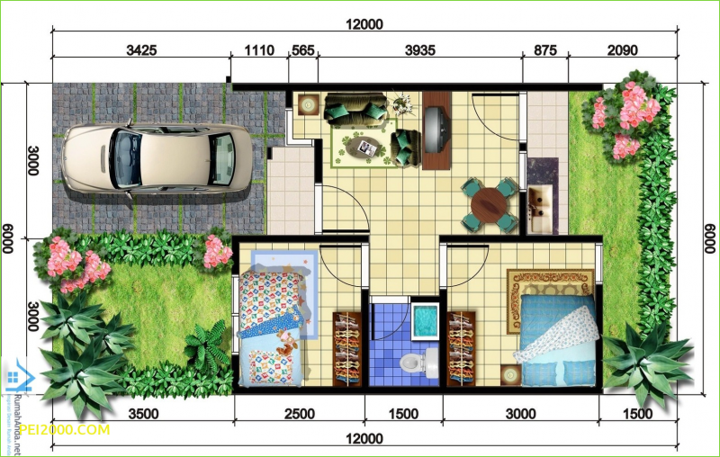 Contoh Desain Rumah Ukuran 6x9 3 Kamar Tidur