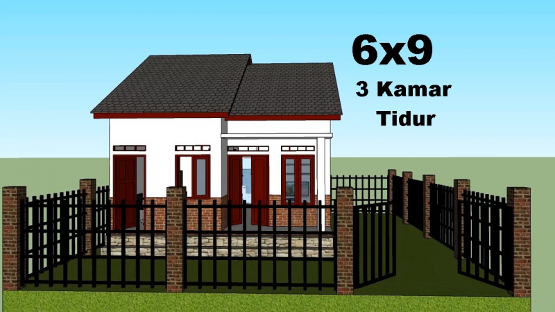 Desain Rumah Ukuran 6x9 3 Kamar Tidur Kekinian