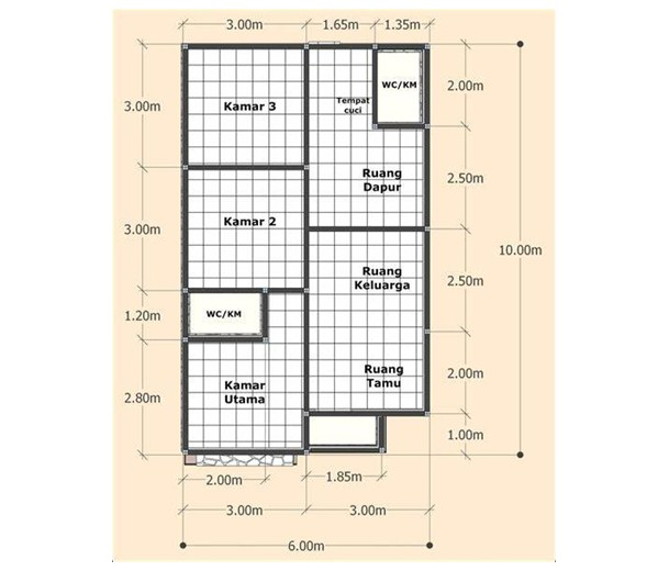 Desain Rumah Ukuran 6x9 3 Kamar Tidur Renovasi