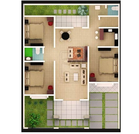 Desain Rumah Ukuran 6x9 3 Kamar Tidur Terupdate