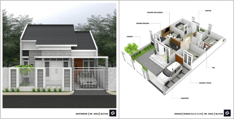 Gambar Desain Rumah Ukuran 6x9 3 Kamar Tidur