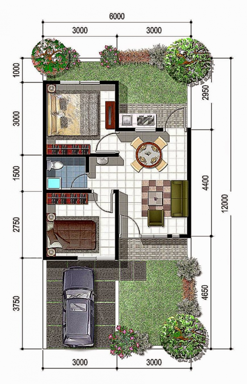 Foto Desain Rumah Ukuran 6x9 3 Kamar Tidur
