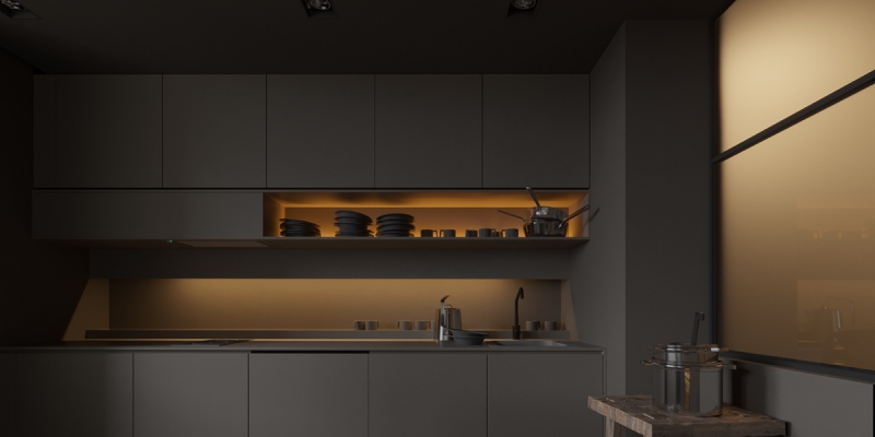 Penampilan meja dapur di bawah ini memang terlihat sleek dan mewah, namun dengan material fiberboard, harganya lebih murah dibandingkan dengan meja dapur yang terbuat dari batu alam