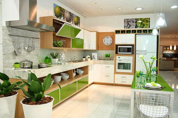 Warna hijau untuk penyegaran mata di dapur anda