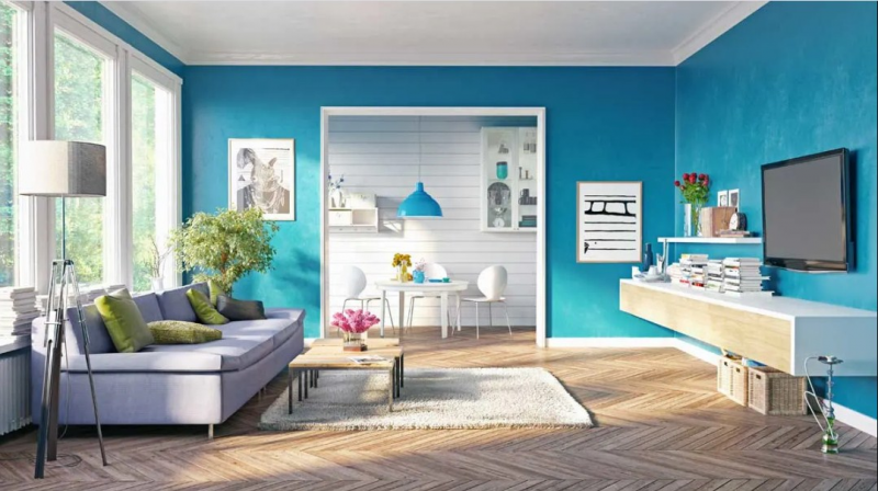 Contoh Warna Cat Ruang Tamu Biru