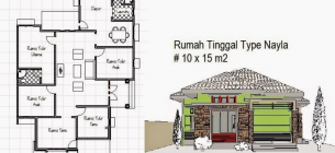30 Desain Rumah 10 x 15 Terbaru 3 Kamar dan 4 Kamar