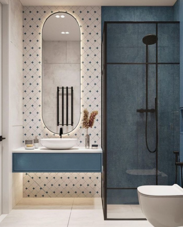 Kamar Mandi Minimalis dengan Kaca Panjang