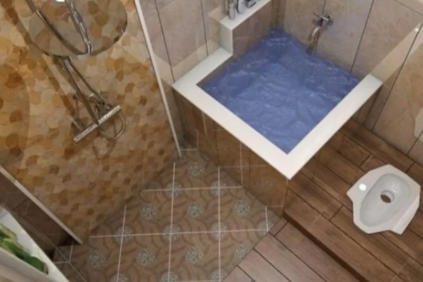 Kamar Mandi Minimalis Lantai Kayu