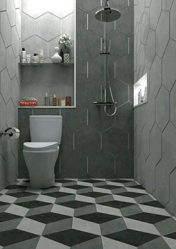 Kamar Mandi Minimalis Motif Beton