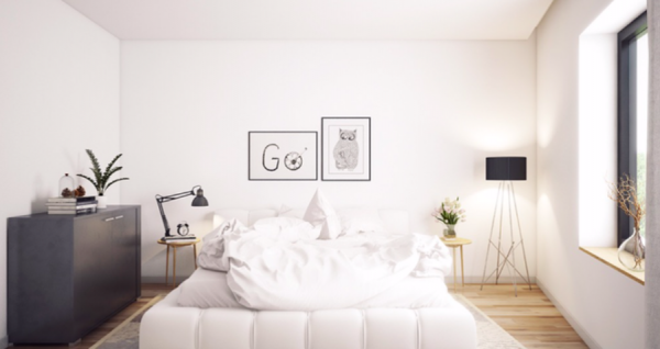 Desain kamar tidur all-white