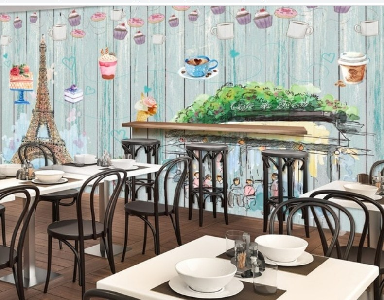 Contoh wallpaper dinding untuk kafe
