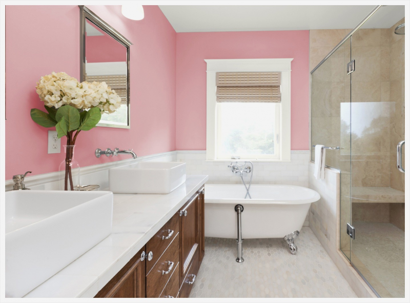 Kombinasi warna cat minimalis pink putih