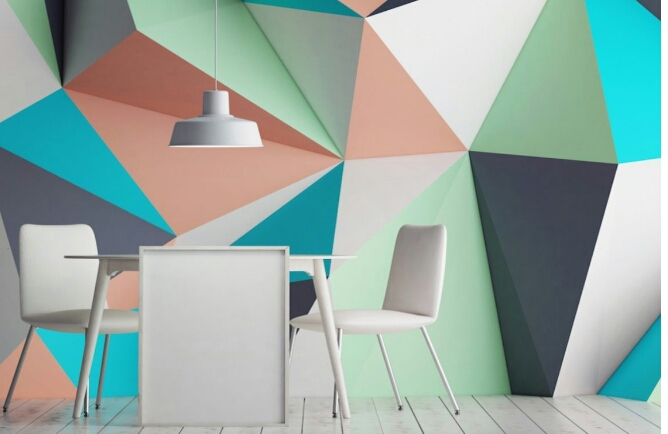 Cat Tembok Motif abstrak kombinasi tanpa garis efek 3D