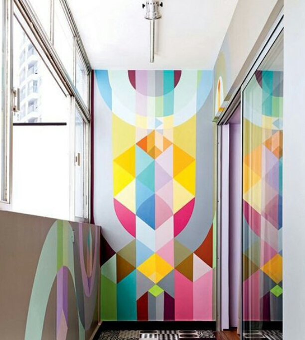 Cat Tembok Motif kombinasi geometris