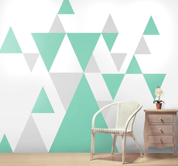 Cat Tembok Motif segitiga abstrak