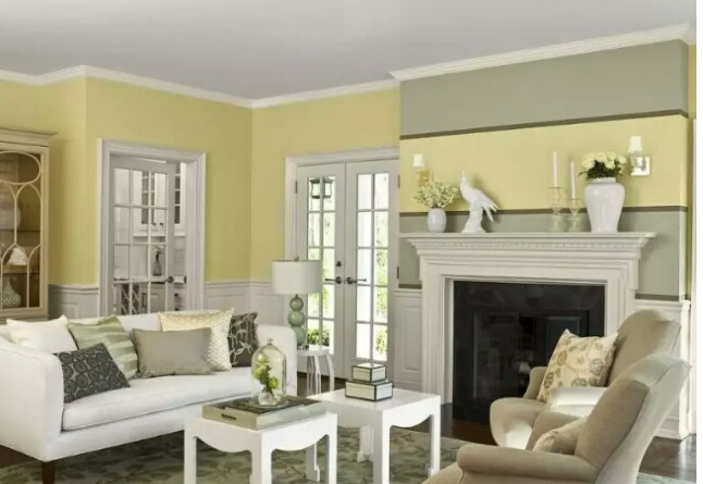 Warna ruang Tamu yang Bagus kuning kehijauan