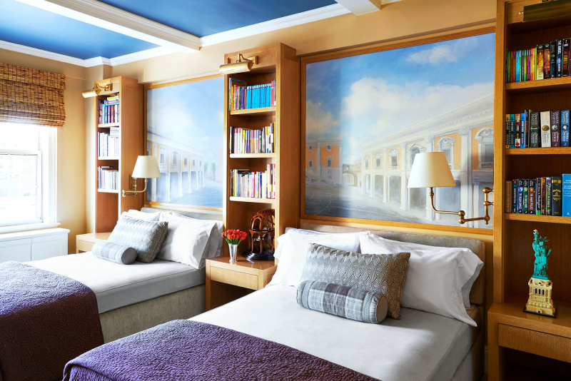 Cat Kamar Anak Minimalis warna biru coklat