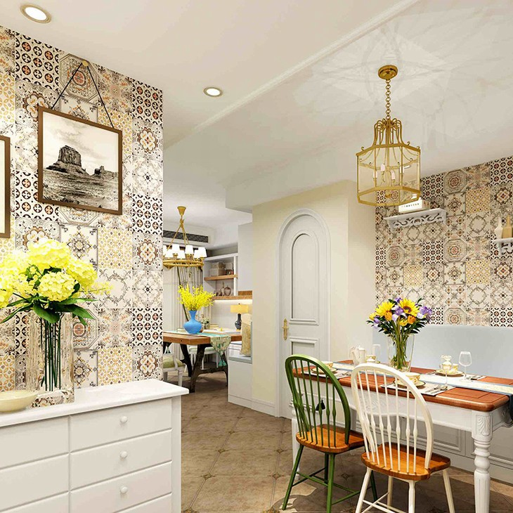 Wallpaper Ruang Tamu Motif Ornamen