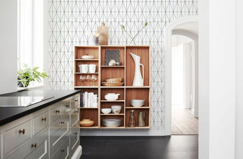 Wallpaper Dapur Kombinasi Warna Hitam Putih