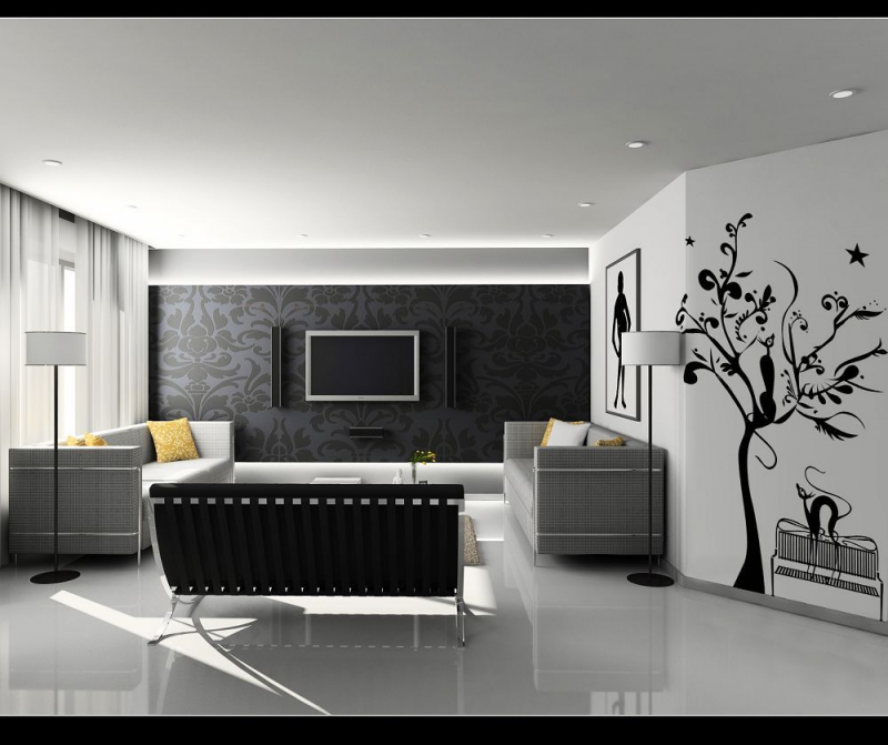 Wallpaper Dinding Ruang Tamu Gambar Motif Bunga