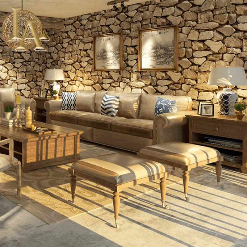 Wallpaper Dinding Ruang Tamu Mirip batu alam