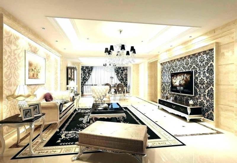 Wallpaper Dinding Ruang Tamu nuansa klasik