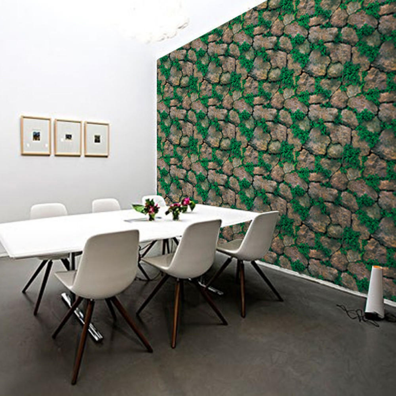 Wallpaper Minimalis batu alam di ruang makan