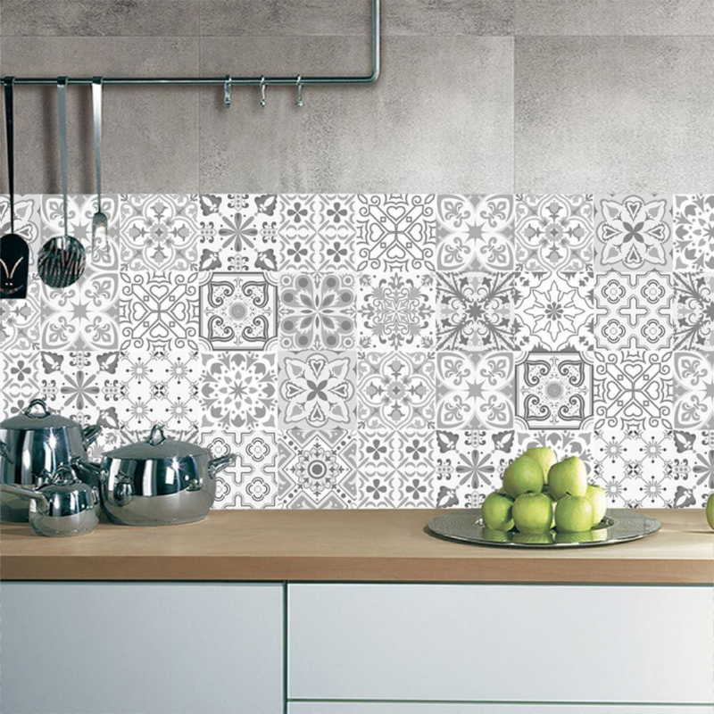 Wallpaper Minimalis bentuk ornamen di dapur