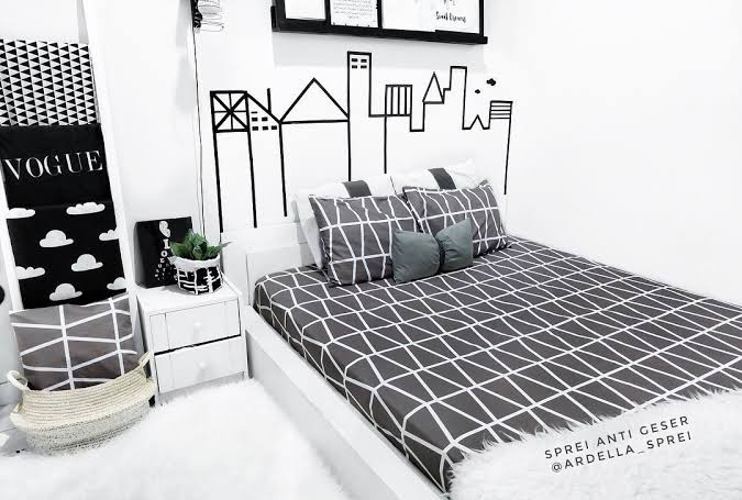 Desain Dinding Kamar Konsep hitam putih