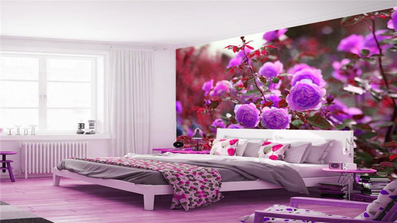 Desain dinding kamar mural gambar bunga