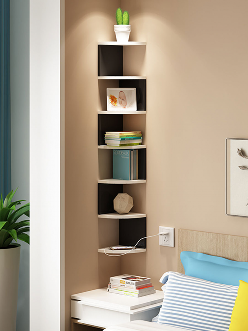 Rak Dinding Minimalis Ruang Tamu di Sudut Ruangan