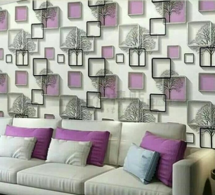 Sticker dinding geometri 3D