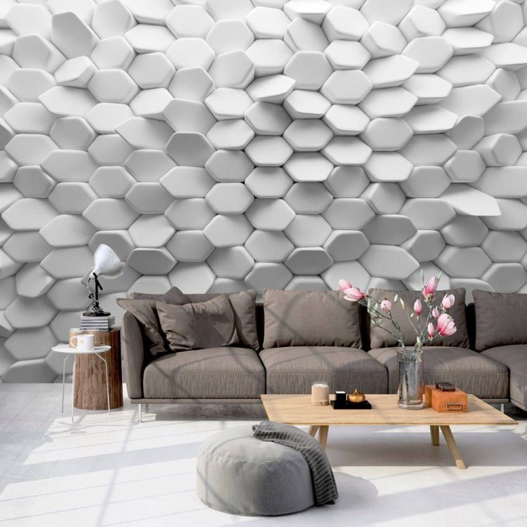 Walpaper Dinding Hexagon 3D Effect
