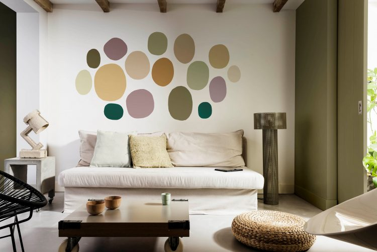 Walpaper dinding lingkaran untuk ruang tamu