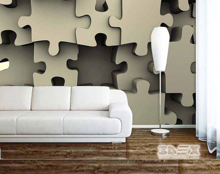 Walpaper dinding puzzle 3D