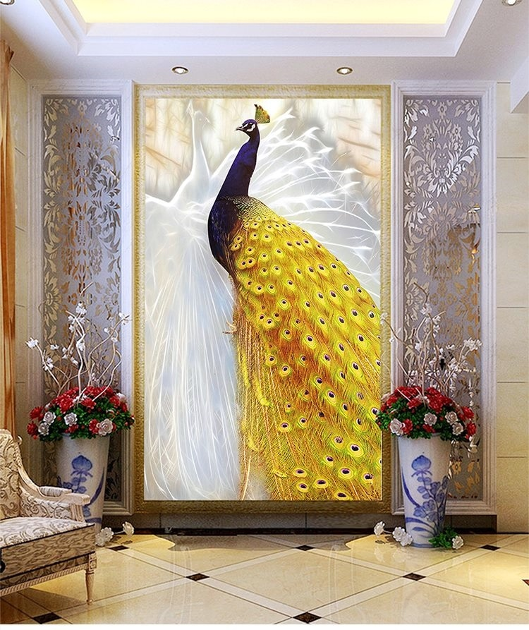 Gambar Tembok Kamar lukisan burung merak